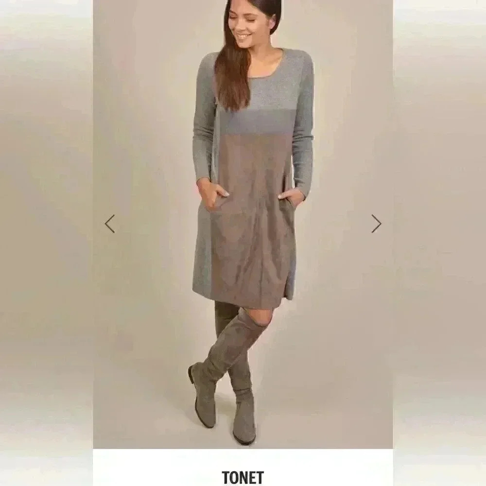 ToneT color block Suede, Cashmere, and virgin wool dress eu 42​